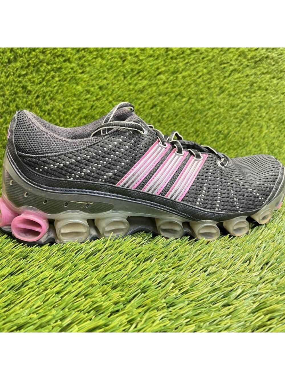 Adidas Microbounce T1 Womens Size 8.5 Gray Pink Running Shoes Sneakers